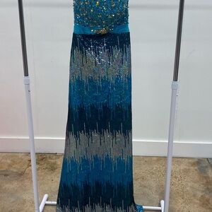 Stunning Sequin Blue and Silver Gown